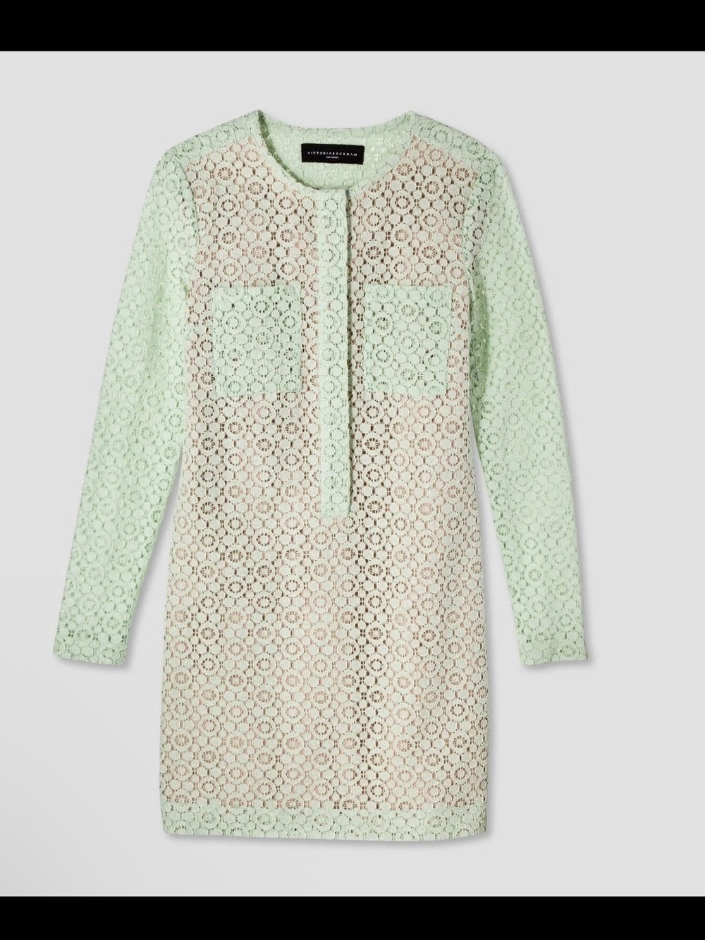 Victoria Beckham for Target Mint Green Long Sleeve Straight Fit Lace Dress XS